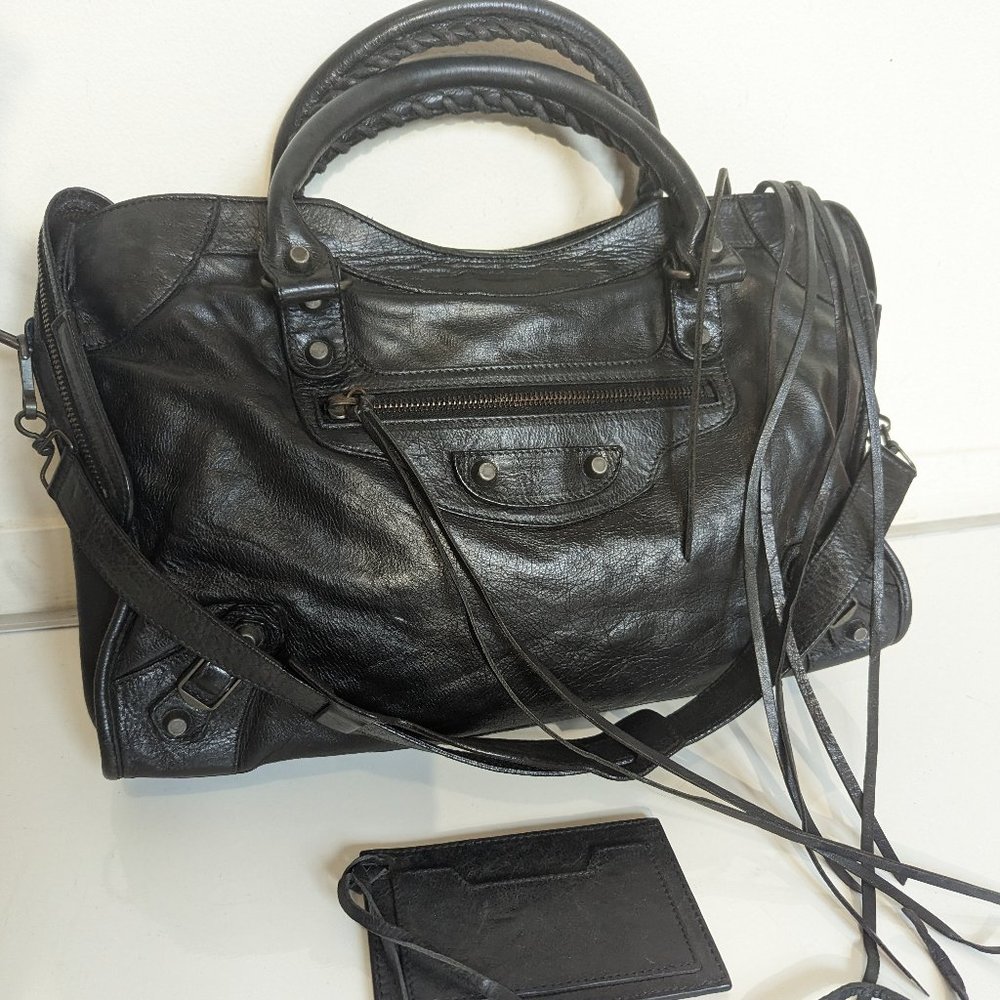 Balenciaga 2001/2 vintage bag city black used authentic genuine leather preloved